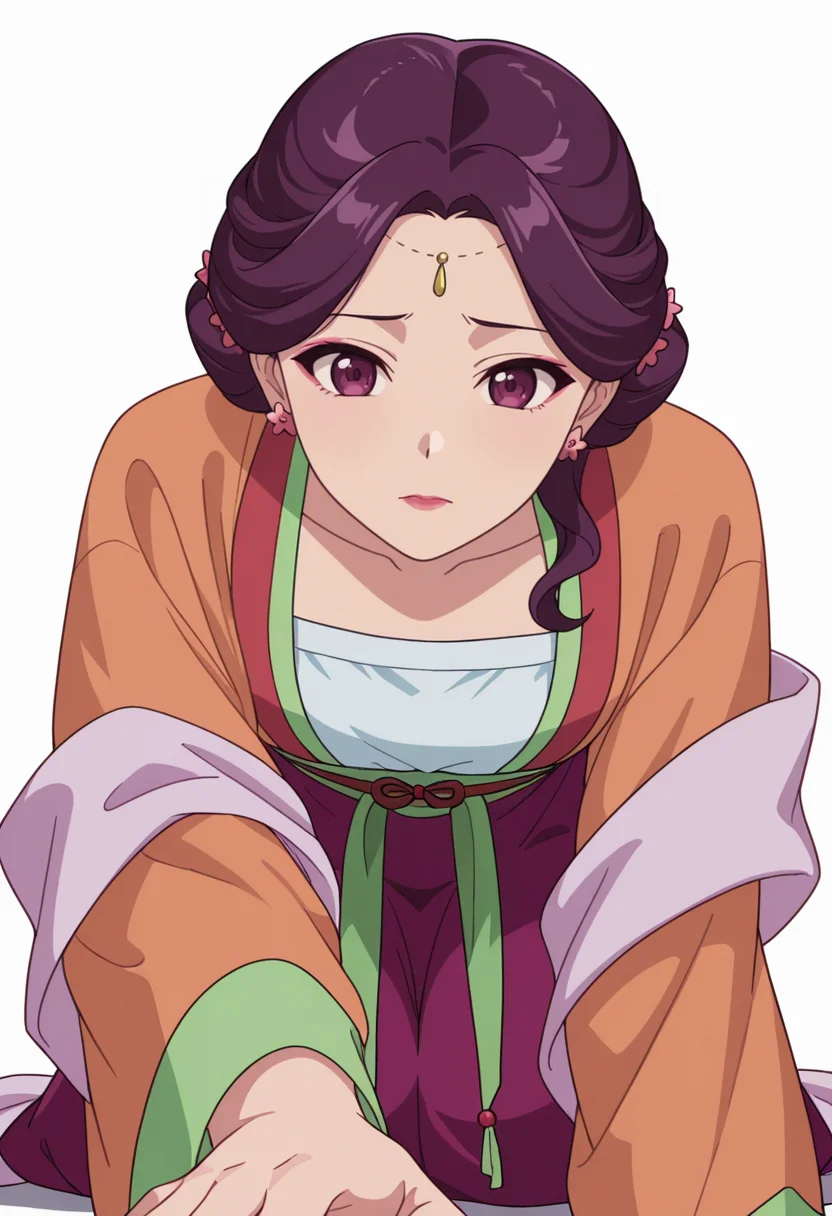 Smooth Quality,masterpiece,very intricate, high quality details, ultra realistic, high detailed skin,detailed enviorement,absurdres,
partially undressed,
<lora:Yinghua_CNR:0.8> yinghuacnr, purple hair, purple eyes, yinghua_orange_cnr, hanfu, japanese clothes,long sleeves, sash, shawl,earrings,hair ornament, makeup, lipstick,, simple background, white background, front view,
kneeling pose, one hand on the ground, other hand reaching forward, focused gaze, tense muscles, ,despair,