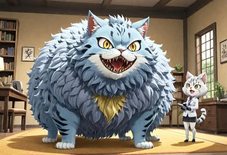 2d,anime,kemono friends, scientists have finally succeeded in creating a catgirl, but its a hideous fleshmutant abomination that destroys the furniture and produces giant hairballs,horror,