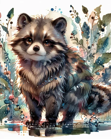 score_9, score_8_up, score_7_up, intricate details, rating_safe,
<lora:SoftWatercolors:1>, SoftWaterColor, 1boy(,
feral furry, raccoon,
full body, looking at the viewer, solo, friendly expression), detailed background, depth of field, subsurface scattering,
<lora:ral-chrosc-clr:0.3>, ral-chrosc-clr,
<lora:xl_more_art-full_v1:0.3>,
<lora:add-detail-xl:0.3>