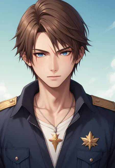 score_9, score_8_up, score_7_up, source_anime, highly detailed, 1boy, solo, skinny,
squall, 1boy, jewelry, male focus, necklace, solo, brown hair, short hair, gloves, blue eyes, shirt, black gloves, upper body, red scar, scar on face, parted bangs, uniform, seed uniform, military uniform,
outdoor,