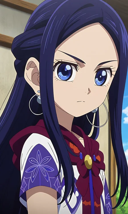 anime artwork Asirpa, blue hair, blue eyes, long hair, ear piercing,petite,flat chested,masterpiece,best quality,8k highres,detailed . anime style, key visual, vibrant, studio anime, highly detailed