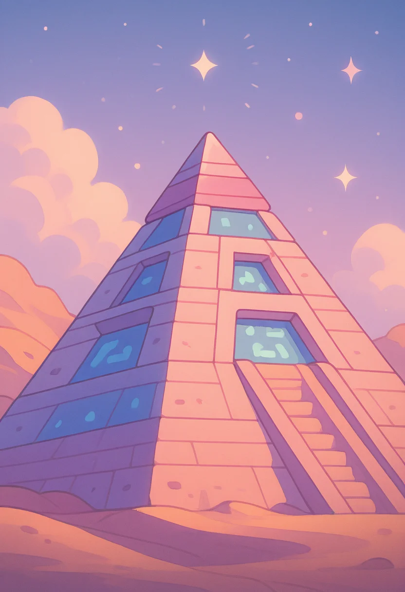 masterpiece, best quality, k4w4iim1r41, pyramid, <lora:KawaiiMirai_IXL:1.0>,