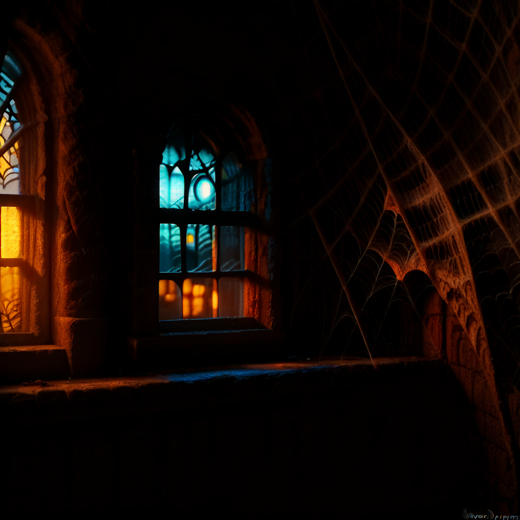 score_9, score_8_up, score_7_up, score_6_up, Break, (Front view) Break, (Detailed Dungeon background), (cobwebs in background:1.4), (window illuminated in background:1.3), (bars in window), (dark, spooky dungeon:1.5), Break, Vivid colors, bold outlines, detailed picture, 8KHD, professional photo, Painstakingly detailed,