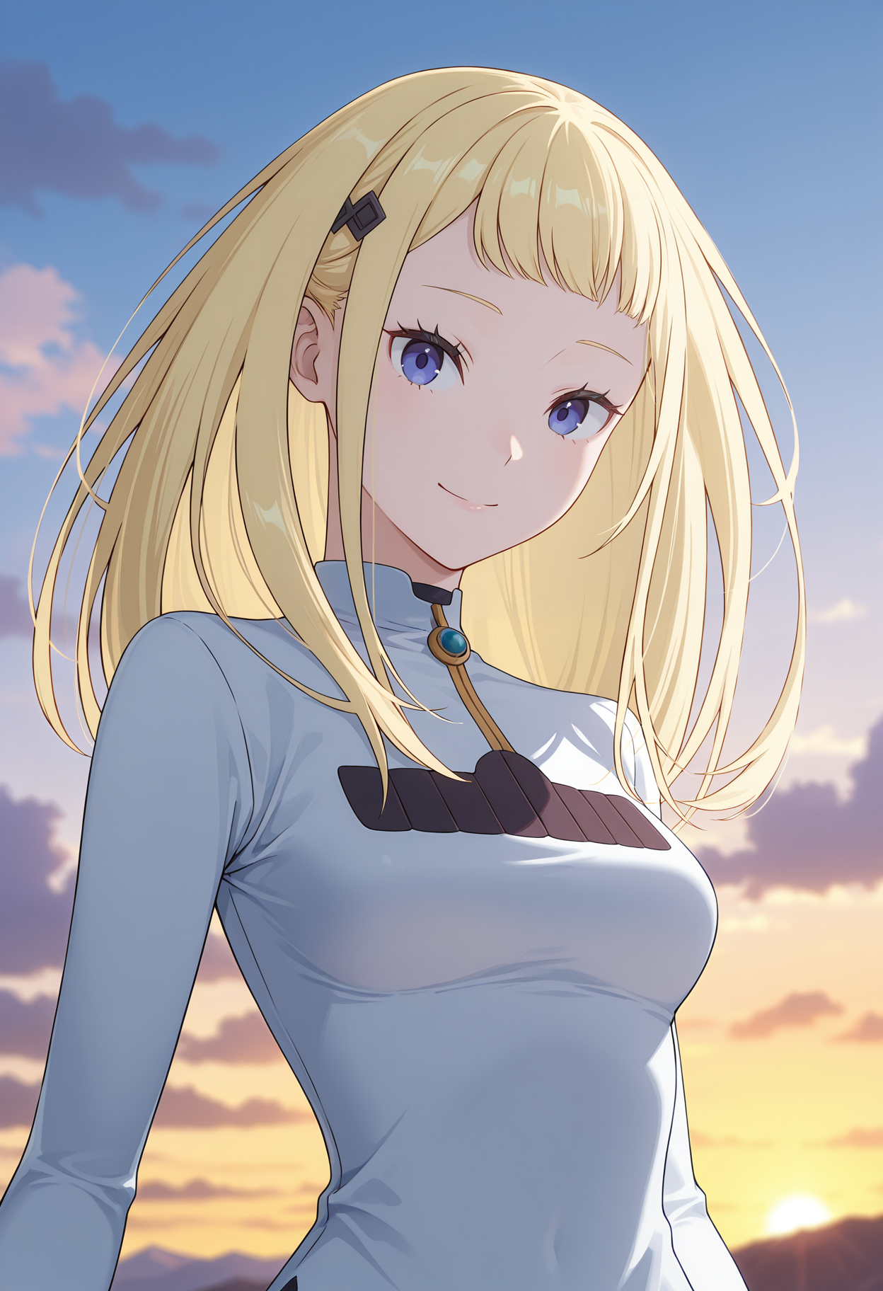 <lora:Sylphy_illustrious-000046:1>,
Sylphy,solo,dress,looking at viewer,breasts,closed mouth,blurry,hair blown by the wind,sky,clouds,upper_body,smile,parted_lips,Slightly_open_mouth