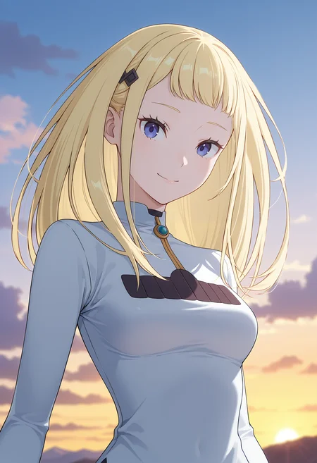 <lora:Sylphy_illustrious-000046:1>,
Sylphy,solo,dress,looking at viewer,breasts,closed mouth,blurry,hair blown by the wind,sky,clouds,upper_body,smile,parted_lips,Slightly_open_mouth