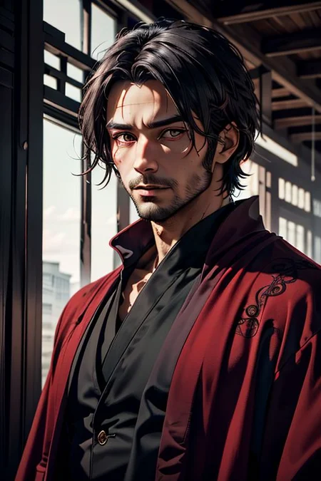 Master piece, highest quality, highest possible OverallDetail, semirealistic, red eyes,
Create an elder of a demonic sect.
The character looks like he is in his late twenties or early thirties. He is handsome.
He has black shoulder-length shaggy hair.
His outer robe is black and the inner robe is dark red.
His eyes are dark red. Detailed face. Red robe.
He meditates in nature.
perfecteyes eyes