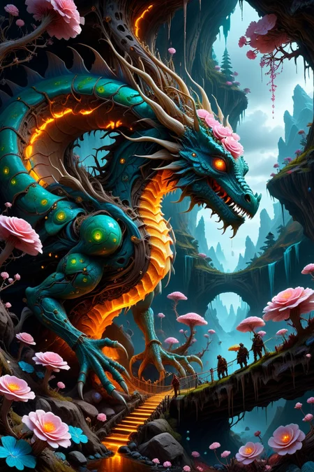 Art painting by Todd McFarlane and Craig Mullins , featured on Mark Brooks, ,Nanotech pollen noon in smart forests, Winter frostbite resilience of arctic data monks , fractal shogunate, Fungal metropolis with mycelium suspension bridges,Gravity rain falling in fractal trajectories,Singularity sunrise simulations in Dyson swarms, Lava-circuit petroglyphs describing magma-based mathematics, Stratocumulus undulatus mimicking dragon scale textures, hologram excavators digging cyber fossils, necrotic candy colors -sweet decay,,
<lora:betmd2:0.15> betmd, Clovers, roses, flowers, colorful, levanders,
<lora:detailed_notrigger:0.7>,
<lora:aidmaImageUpgraderSDXL-v0.3:0.2> aidmaImageUpgrader,
<lora:Flux-style-xl-lora:0.2> flux-style,
<lora:Vivid Midjourney mimic - XL SDXL v2.0:0.3>,
<lora:add-detail-xl:0.5>,