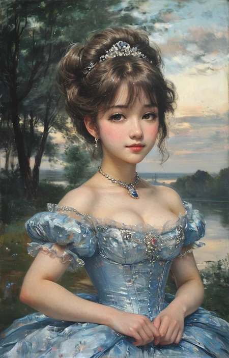 masterpiece,best quality,<lora:tbh291-sdxl:0.9>,illustration,style of Charles-Francois Daubigny portrait of idolmaster cinderella girls,