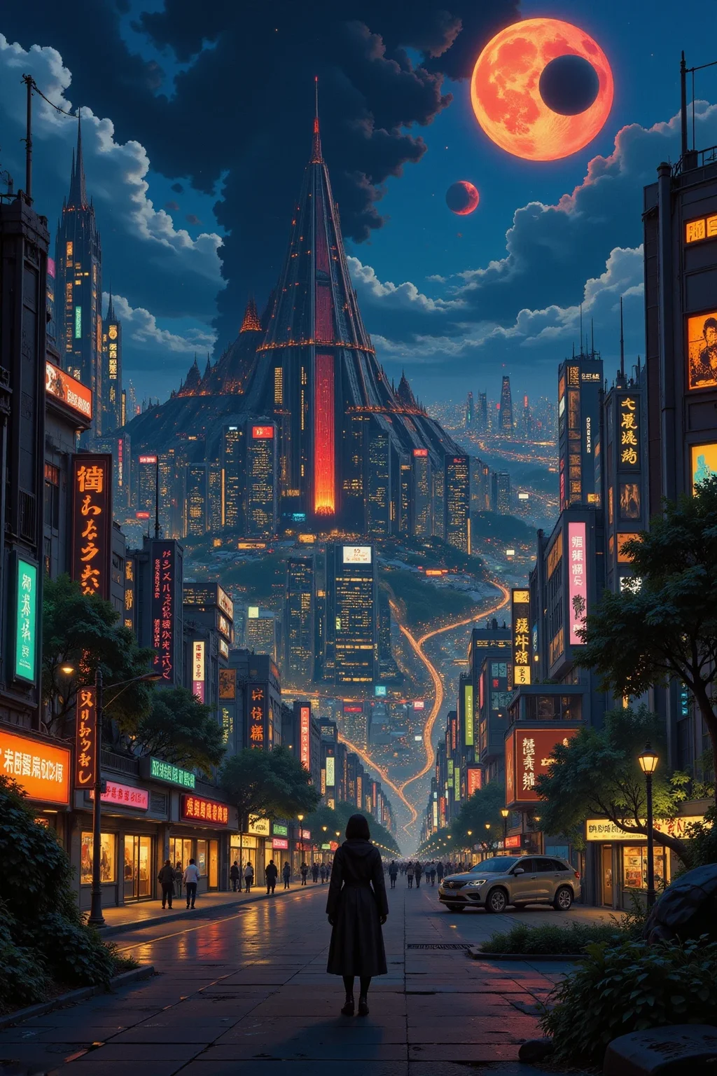 a futuristic sci-fi cyberpunk city beautiful landscape, dusk, woman, very intricate, very detailed, sharp, bright, colorful, <lora:Hand v2:0.5> <lora:Anti-Blur:1><lora:Insane Detail Slider:0.25> <lora:flux.1_lora_flyway_Epic-detail_v2:0.3> <lora:fluxenhancer:0.25> <lora:Anime_style:0.6> anime style