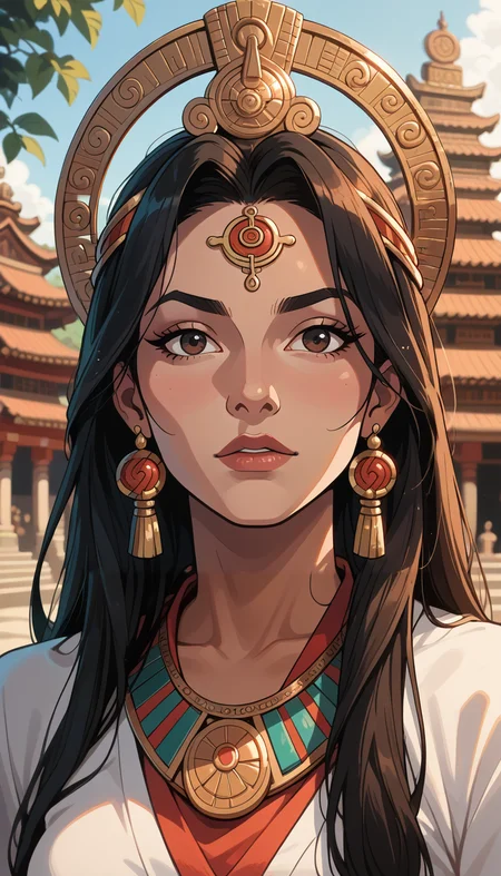 score_9, score_8_up, score_7_up, (Western Comics), girl, cute, hindu goddess, seductive, innocent, looking curious, (hindu temple background), (Portrait photo), (depth of field), (dynamic angle), (ultra detailed, high quality texture), (sharp), (artistic image)