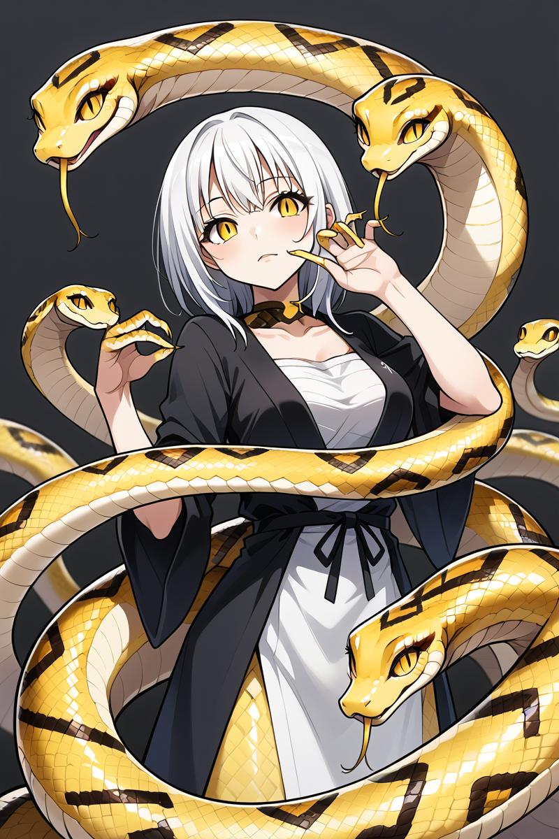 snake_hybrid,source_anime, high quality, highly detailed, 1girl, anime girl, snake girl, snake fingers, snake hands, snake eyes, scales