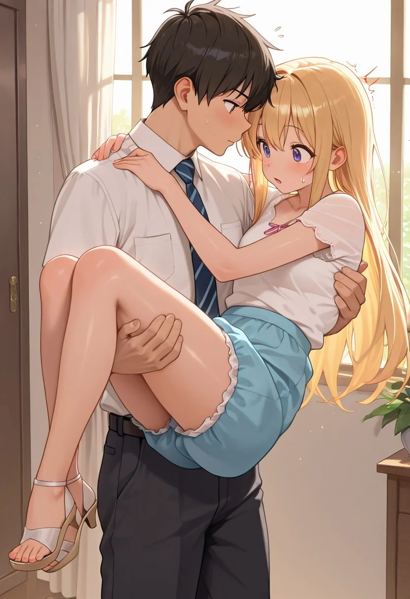 masterpiece, best quality, amazing quality, detailed, 4k, 1girl, 1boy, princess carry,