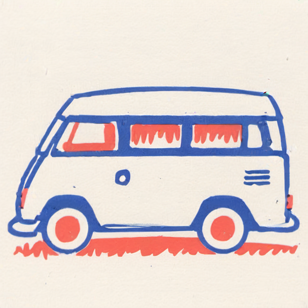 illustration, camper volkswagen van, on a white background  <lora:Bichro-XL:1>
