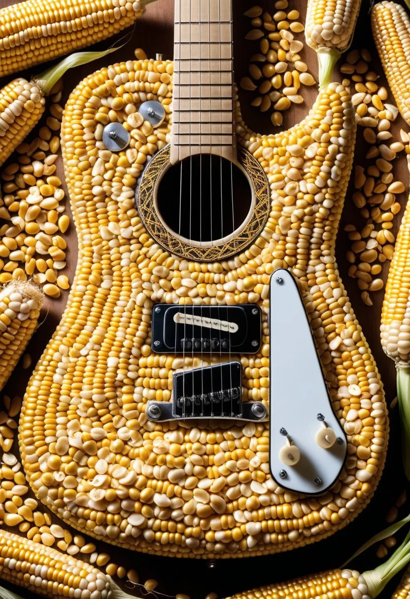a Guitar made of corn kernels ,Jed-CornK
