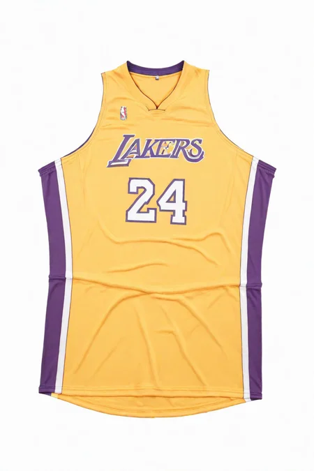 basketball uniform, solo, white background, clothes writing, sportswear,yellow shirt, no humans, simple background <lora:No.24 jersey_xl:1>,gojou satoru,