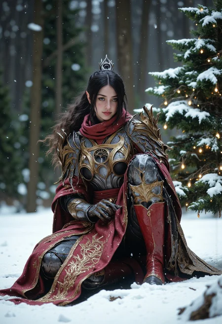 cinematic film still, very beautiful slavic woman, no make up, winter`s felt outfit (felt skirt and felt sweater and red boots), blush, natural hair, head tilt, hair blowing in the wind, full-length, She sits beautifully on her knees on the snow and makes a snowman before the Christmas tree , arctic circle snow drift, snowing, snowflakes, cold, chill bumps, approaching perfection, dynamic, highly detailed, smooth, sharp focus, intricate details, shallow depth of field, vignette, high budget, bokeh, cinemascope, moody, epic, gorgeous, film grain, grainy