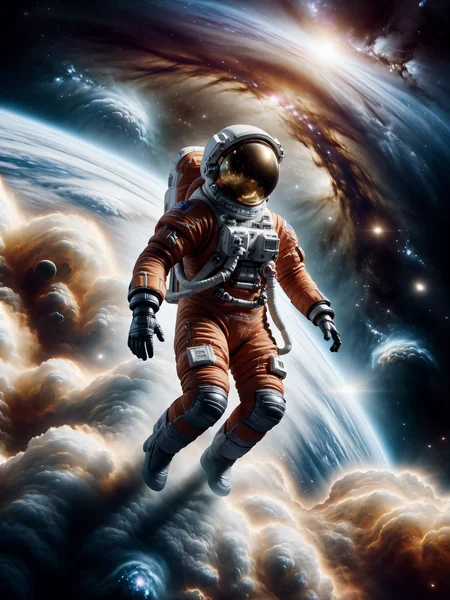 woman wearing a spacesuit drifting through a space nebula, space, mad-abvthclds <lora:Above_the_Clouds_SDXL:0.8>, raw photo, film grain, Fujifilm XT3, (photorealistic, realistic:1.2), deep shadow, 8k, uhd, dslr, ultra high res