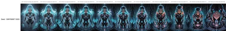 embedding:lazypos, science fiction, 1girl, android, holographic interface, glitter, light particles, faint lighting, glowing, ethereal, neon hair, glowing hair, long hair, looking at viewer, relaxing, from above, dynamic angle