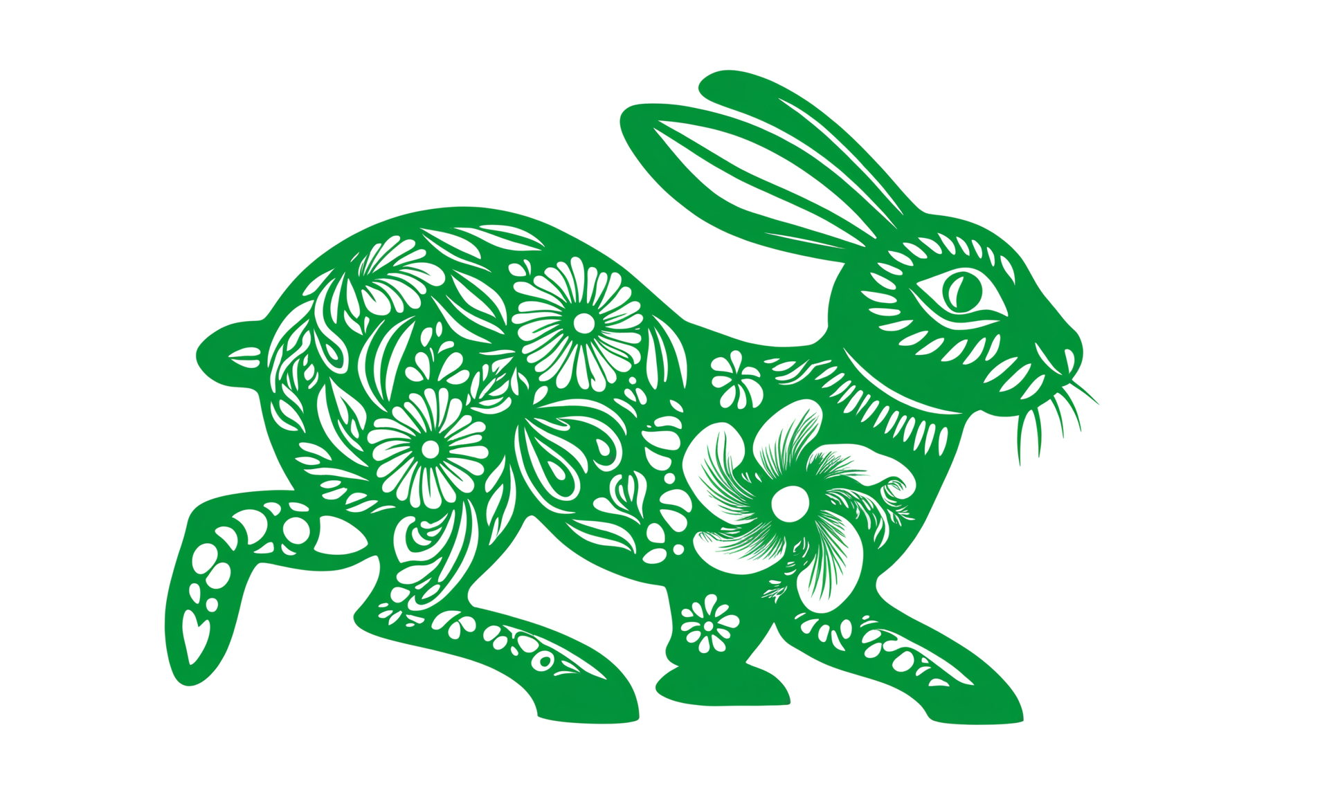<lora:papercutcd_xl-000004:0.8>, a Chinese paper cut of a hare , papercutcd_xl, green theme, (solo:1.2), no humans, chinese zodiac,, cutie, cute, (white background:1.3, Unbelievable Digital Artwork:1.3), CGSociety, ArtStation, master works, masterpiece, best quality, ultra detailed, high quality