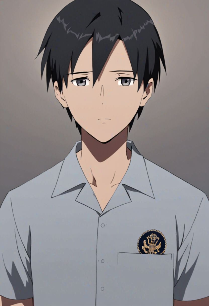 Highres, Masterpiece, High Quality, 4K, 8K, solo, 1Boy, Takaki Toono, adult, black hair, short hair, Shirt, passport_photo_style, looking at viewer, focused gaze forward, plain background, straight body, head upright, easynegative, detailed_eye_model