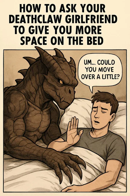 How to ask your Deathclaw girlfriend to give you more space on the bed