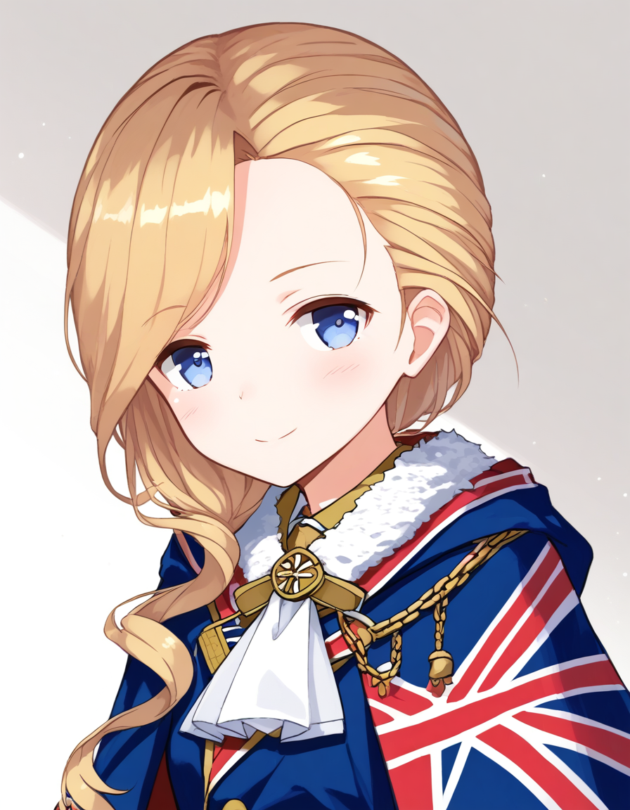 <lora:hood_XL_pony_bf16_v1:1> 1girl, hood \(azur lane\),default,upper body, cape,union jack,, BREAK score_9, score_8_up, score_7_up, BREAK source_anime, rating_explicit, best quality, masterpiece, uncensored,<lora:sdxl_lightning_4step_lora:1>(clear eyes:1.2),clear art,zPDXLpg