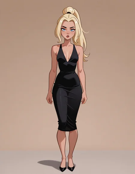 <lora:DarciMasonILSAS:1> DarciMasonILSAS, 1girl, blonde hair, ponytail, blue eyes, black dress, solo, facing viewer, looking at viewer, standing, full body simple background, (masterpiece, best quality:1.2), amazing quality, absurdres, (beautiful:1.2)