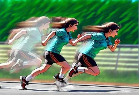 masterpiece, best quality, motiontrail, afterimage, motion trail, motion lines, motion blur, <lora:MotionTrail_illusXL_Incrs_v1:1>, running, 1girl, speed lines,