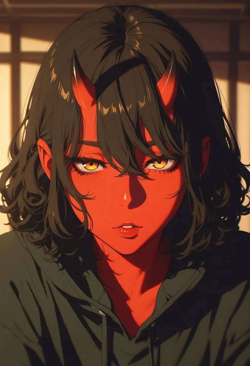 guweiz, konya karasue, dino \dinoartforame\:1.2, film grain, cinematic,
BREAK
sexy, slutty, hot, aroused,
Aka-Oni, oni, colored skin, red skin, smooth horns, black horns
BREAK
EyesHD, 4k,8k,Ultra HD, masterpiece, best quality, ultra-detailed, very aesthetic, sharp focus, depth of field, ray tracing, best lighting, detailed illustration, detailed background, cinematic, beautiful face, beautiful eyes,
BREAK
detailed background, eyelashes, erotic, looking seductive, coy. dynamic action image, detailed face, detailed eyes, direct mesmerizing gaze,
BREAK
BREAK
Hairfront_braid, curly_hair