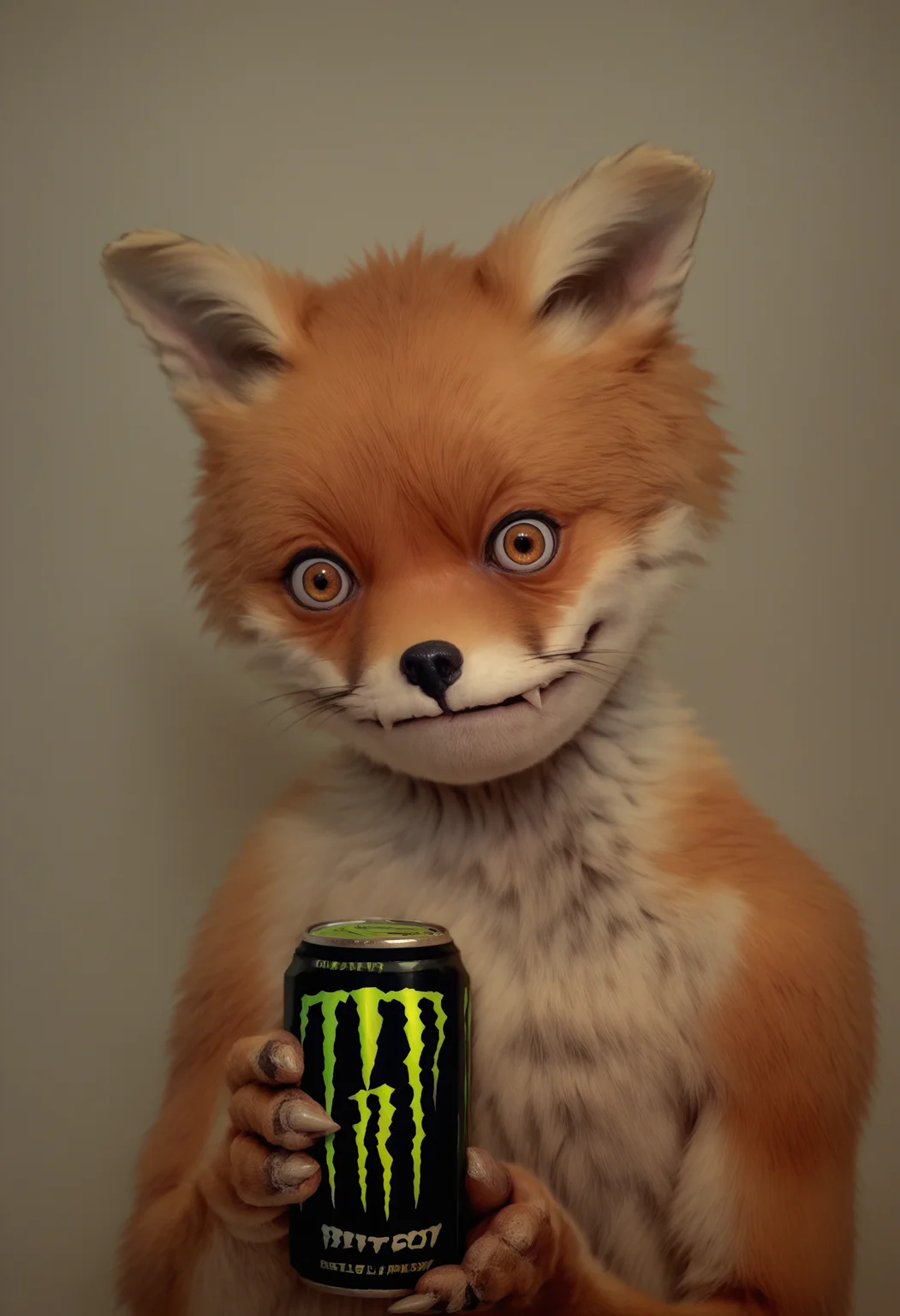 score_9, score_8_up, score_7_up, source_anime, TailsTheFox, no humans, animal, animal focus, <lora:CursedTails_XLPD:0.9>, cowboy shot, monster energy, holding can, holding monster energy,