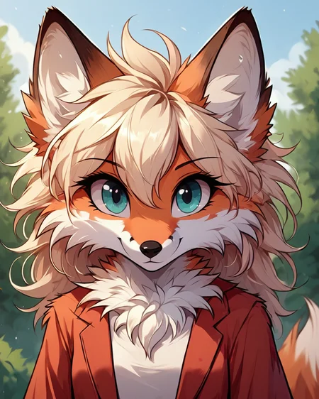 score 9, score 8 up, 1girl, masterpiece, <lora:MegaFluffyPony:1> megafluffypony, fluffy, furry, fox, medium shot, outdoors, clothes