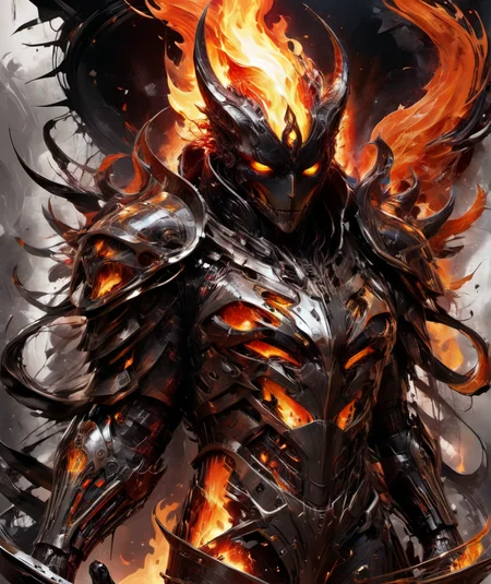 art by yossi kotler and russ mills,armored animal,masterpiece,8k,Infernal style <lora:InfernalStyleXL-000006:0.6>,fire effects,8k uhd,absurd res,ultra detailed,masterpiece,awardwinning,sharp focus,intricate detail,50mm lens,glowing,epic,trending on artstation, <lora:YossiKotlerXLStyle:0.6>,yktlr,abstract,messy,dark and demonic, <lora:RussMillsXL:0.6> rsmls, surreal,wallpaper