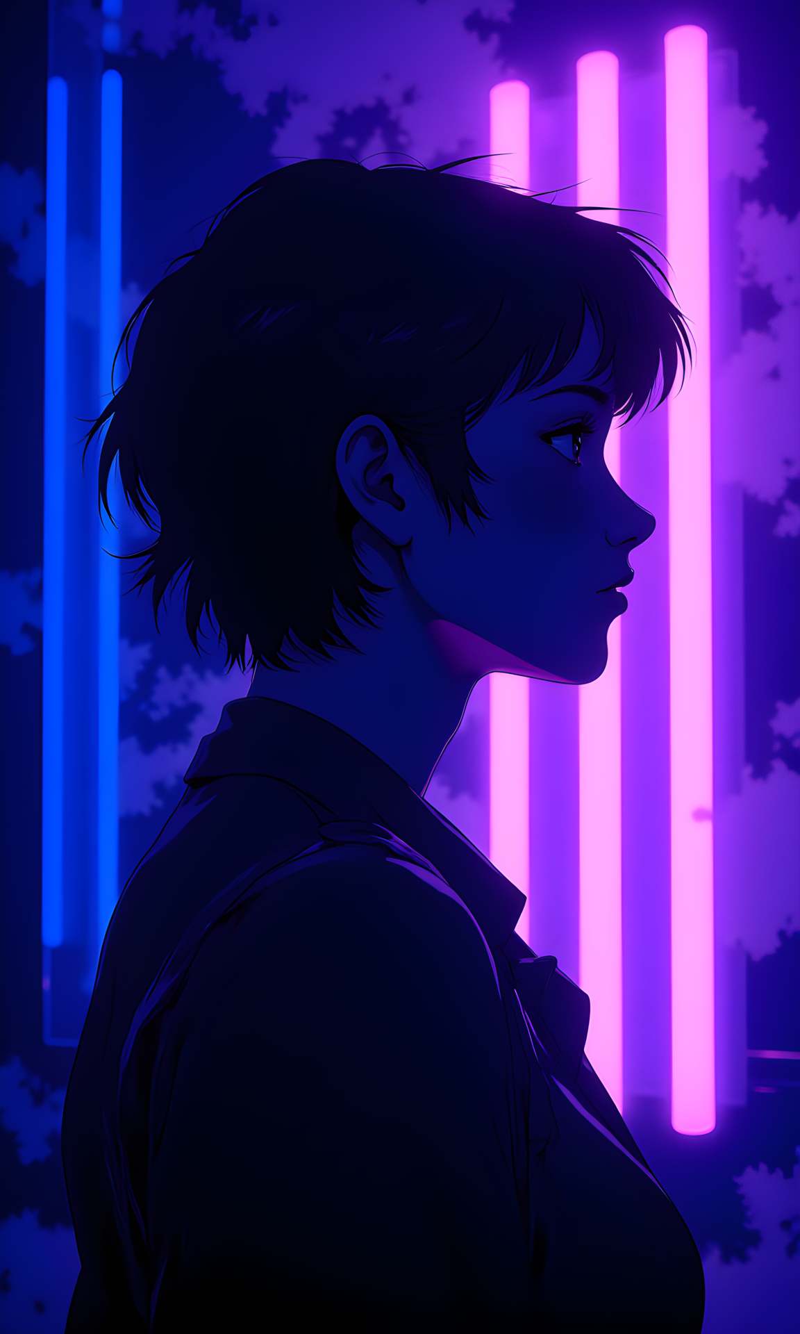 A person captured in silhouette, with their profile facing to the left. The individual's features are not clearly visible due to the strong backlighting, which creates a dramatic and striking effect. The hair is short and styled neatly, adding to the overall clean and modern look.
The facial expression is not discernible due to the silhouette effect. However, the posture of the head suggests a sense of calm and contemplation. The way the light falls on the side of the face adds a layer of mystery and intrigue.
The person is positioned in profile, with their head slightly tilted upwards. This pose creates a dynamic and engaging composition, drawing the viewer's attention to the interplay of light and shadow. The silhouette emphasizes the contours of the face and the shape of the hair.
There are no visible clothes on the person, as the focus is primarily on the silhouette and the lighting. The absence of clothing allows the viewer to fully appreciate the details of the silhouette and the play of light.
The camera is positioned at eye level, capturing the person from a side perspective. This angle allows for a clear view of the silhouette and the background lighting. The framing is tight, focusing primarily on the person and the immediate surroundings.
The lighting in the image is predominantly blue and purple spotlights, creating a gradient godrays effect in volumetric fog that transitions from dark blue on the left to bright purple on the right. The backlighting creates a strong contrast between the illuminated areas and the shadows, enhancing the dramatic and atmospheric quality of the image. The soft glow of the light adds depth and dimension, making the silhouette stand out even more.
The background is a gradient of blue and purple lights behind (volumetric fog:1.4), with no distinct features or objects. The simplicity of the background helps to draw attention to the silhouette and the vibrant colors. The smooth transition of colors adds a layer of visual interest and enhances the overall mood.
The composition is centered and symmetrical, with the person positioned in the middle of the frame. The lines of the silhouette and the direction of the light guide the viewer's eye through the image, creating a sense of balance and harmony. The overall effect is one of drama and intensity, capturing a moment of quiet reflection in a surreal and atmospheric setting.
BREAK j_art, anime, anime art, <lora:FLUX\RetroAnimeS1.1:0.1>, <lora:FLUX\GLSHS:0.1>, <lora:FLUX\Dieselpunk Delight - s0_9 g4:0.1>, <lora:FLUX\Anime Art V3:0.1>, <lora:FLUX\jul\J_Anime:1.0>