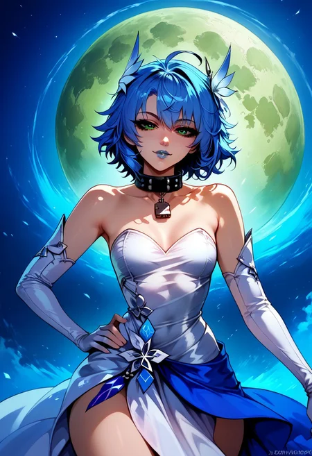 (masterpiece), best quality, expressive eyes, perfect face, detailed face,
score_9, score_8_up, score_7_up, score_6_up, source_anime, BREAK,
lineart, warm tones,
portrait,
posing, (small breasts), Slim waist, (wide hips), (massive ass), (thick thighs), (curvy body), 1femboy, blue hair, short hair, messy blue hair, green eyes, lips, blue lipstick, studded collar, lips, otoko no ko, hand on hips, looking at viewer, small bulge, happy expression, mlilluib, ball gown, bare shoulders, green eyes, small breasts, dress, elbow gloves, hair ornament, breasts, short hair, messy hair, tress ribbon, blue hair
Anime, Modern, <lora:floox style xl pd:1>, floox style,