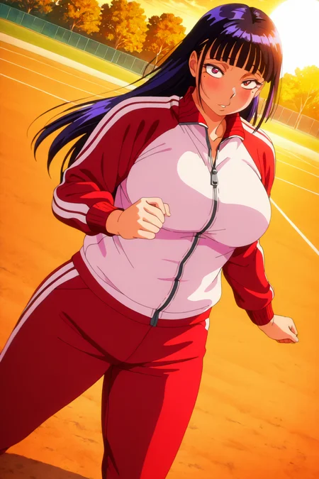<lora:anime_screencap-IL v-pred:1.5>,<lora:T-rex_studio_animation_style>,<lora:Pony_DetailV2.0:-1>,<lora:1990_Style_Pony:0.5>,(solo:1.5),
score_9,score_8_up,score_7_up,score_6_up,score_5_up,score_4_up,source_anime,(front light:1.8),
masterpiece,absurdres,highres,highest quality,Super detailed,32K,High resolution,an extremely delicate and beautiful,Official Art,perfect anatomy,
(Contrasting colors,octane rendering,Fully painted,anime coloring,anime screencap,Cel-shaded anime,1990s (style),retro artstyle:1.25),
perfect face,ultradeTailed eyes,beautiful,sexy,supermodel,athletic body,shiny skin,Dramatic light,thigh,(curvy:1.1),(scale to fit the dimensions:1.2),
<lora:agawa-000019:1.2>,((4g4w4:1.5)),long hair,black hair,mole under eye,sanpaku,blunt bangs,(broad shoulders,plump:1.2),large breasts,wide hip,thick thigh,parted lips,blush,(tracksuit:1.5),standing,legs apart,looking at viewer,(morning,dynamic pose,dynamic angle,outdoor,baseball ground:1.5),