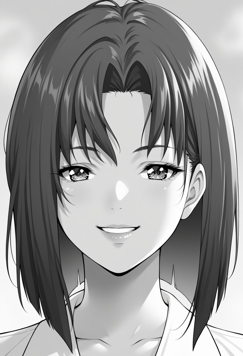 score_9, score_8_up, score_7_up, source_anime,(extremely detailed CG), (best quality), monochrome, greyscale,
hinako,face,smile,