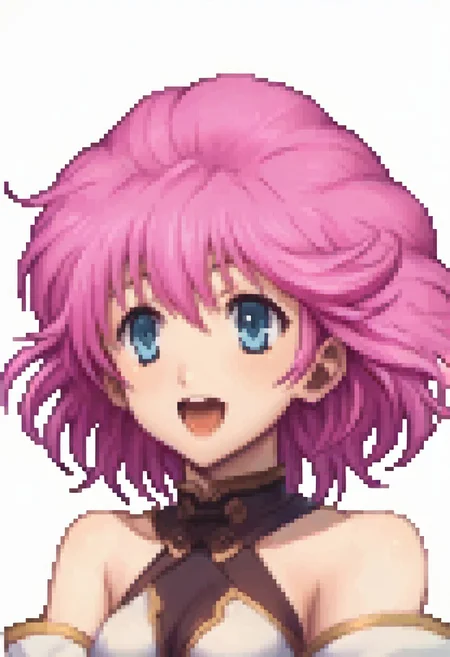 score_9, score_8_up, score_7_up,
source_anime,
BREAK
1girl,(sill plain, short hair, blue eyes, pink hair,
bare shoulders, detached sleeves,wide sleeves),
happy,
open mouth,
BREAK
fedsportraits, portrait, white background,