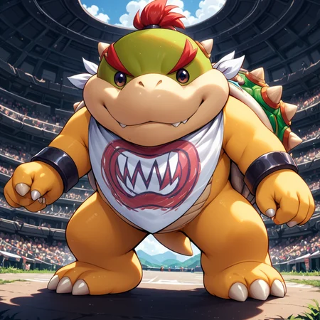 <lora:Bowser_Jr_XL:1> bwsrjr, (anime, masterpiece, intricate:1.3), (best quality, hires textures, high detail:1.2), (4k),(incredibly detailed:1.4),UHD, 8K, ultra detailedâââ
