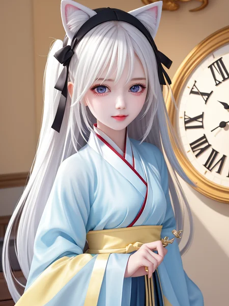 {masterpiece},{bestquality},{1girl},Amazing,beautifuldetailedeyes,finelydetail,Depthoffield,extremelydetailedCG,original,extremelydetailedwallpaper,white_hair,magic_circle,cat_ears,long_hair,white_hair/yellow_eyes,wand,pentagram,clock,{masterpiece},{bestquality},{1girl},Amazing,beautifuldetailedeyes,finelydetail,Depthoffield,extremelydetailedCG,original,extremelydetailedwallpaper, white_hair,hanfu