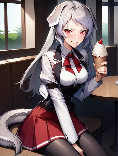 score_9, score_8_up, score_7_up, source_anime
1girl, solo,
pursena adoldia, red eyes, long hair, (grey hai, dog ears, grey dog ears,,dog tail, short tail
red skirt, black corset, (white shirt), white jacket, red ribbon, bow, black pantyhose, belt, smile, happy
medium breasts, happy
restaurant, sitting, holding ice cream, drooling
<lora:Expressive_H:0.2> <lora:housechores-guy-PONYv1:0.4> <lora:pursena 0.1:1>