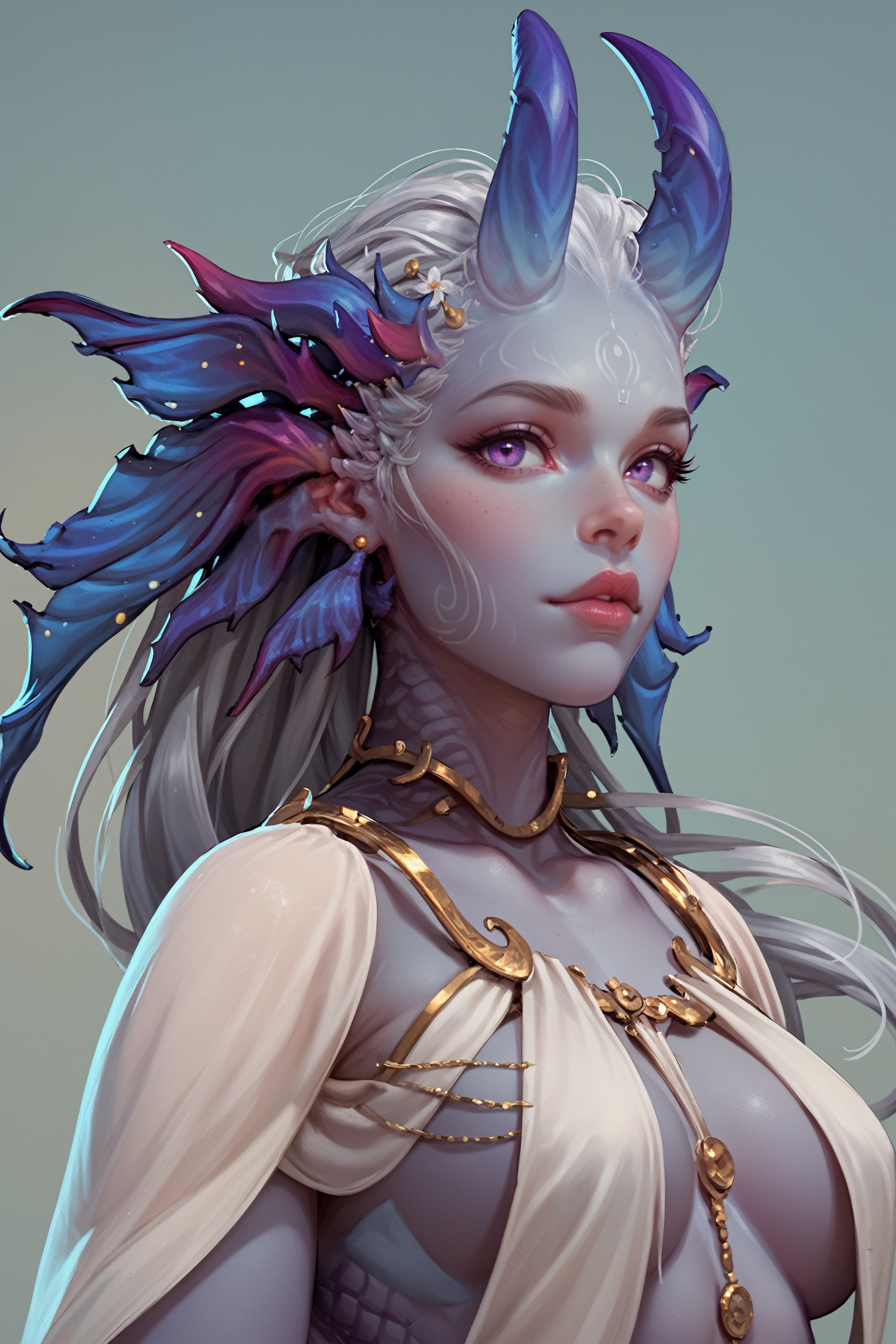 score_9, score_8_up, score_7_up, score_6_up
<lora:FGirl:0.8>
FGirl, 1girl, purple eyes, colored skin, horns, looking at viewer, portrait