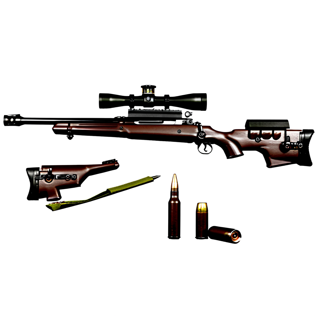 bolt action, white background, ground vehicle, tree, rifle, traditional media, solo, bullet