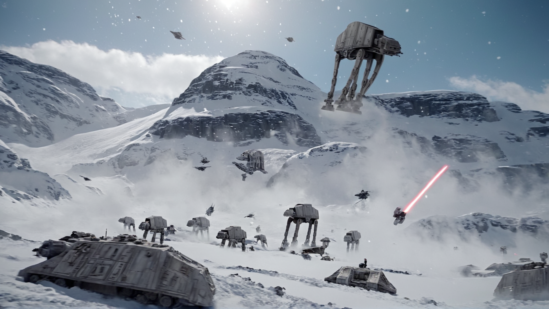 cinematic film still of  <lora:star wars style:0.2>
<lora:detailed:0.4> detailed
<lora:perfection style:0.4> perfect
<lora:PerfectEyesXL:0.5>
 <lora:Chiaroscuro Lighting Style:0.3>
 <lora:Hoth:0.9>
Hoth a group of star wars vehicles flying over a snow covered mountain,in star wars style,military,no humans,fire,robot,mecha,snow,science fiction,mountain,realistic,military vehicle,battle,damaged, shallow depth of field, vignette, highly detailed, high budget, bokeh, cinemascope, moody, epic, gorgeous, film grain, grainy
