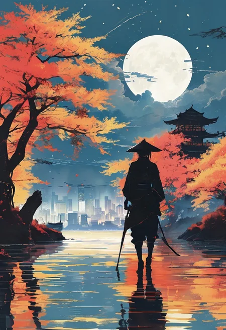 linquivera, Ink illustration, (anime:0.5), brown tones, aged black red paper,Acer japonicum, inkpunk, surreal, (at a distance), Will-o'-the-wisp, The city is in the background,moonlit, lonely, solitude, windy, tall trees, samurai sword fight, OverallDetail,Bonsai, bamboo grove,extremely detailed, UHD,(long exposure ,Radiant licorice, Red Japanese maples,dystopian but extremely beautiful:1.4),<lora:- SDXL - letitflrsh_let_it_flourish_V1.0:0.8> ,<lora:Cute_Collectible:1>, <lora:XL_boss_battle:0.6> <lora:add-detail-xl:1>, <lora:Concept Art Twilight Style SDXL_LoRA_Pony Diffusion V6 XL:1>, <lora:MJ52:1>,CyberCity, (blue:1.3),(red:1.4),(yellow:1.2),(harbor:1.3), (ship:1.2), neon lights, scenery, chinese_building, outdoors, road, night, sign, street, riot police, criminals,(bird eye view:1.2),