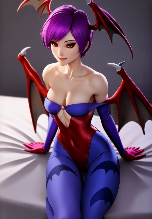 sfw, <lora:darkstalkers_lilith:0.8>, darkstalkers_lilith, seductive smile, lay on bed, (seductive, alluring, charming:1.3), seductive, (ultra-high res, high details, absurdres:1.3)