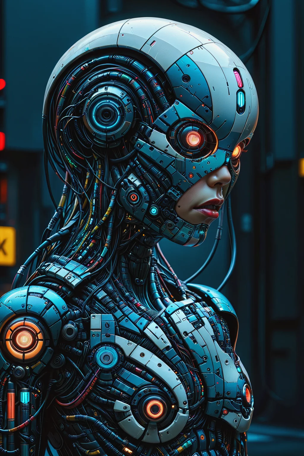 noface (mad_colorful_mosaic:1.2) cyborg, cables, tubes, upperbody, cyberpunk city, neon lights, night <lora:Colorful_Mosaic_SDXL:1.2> <lora:Faceless_Cyborgs:0.6>, <lora:EnvyBetterHiresFixXL01:1>, masterpiece, best quality, ultra high res, (photorealistic, realistic:1.2), deep shadow, raw photo, film grain, Fujifilm XT3, 8k uhd, dslr