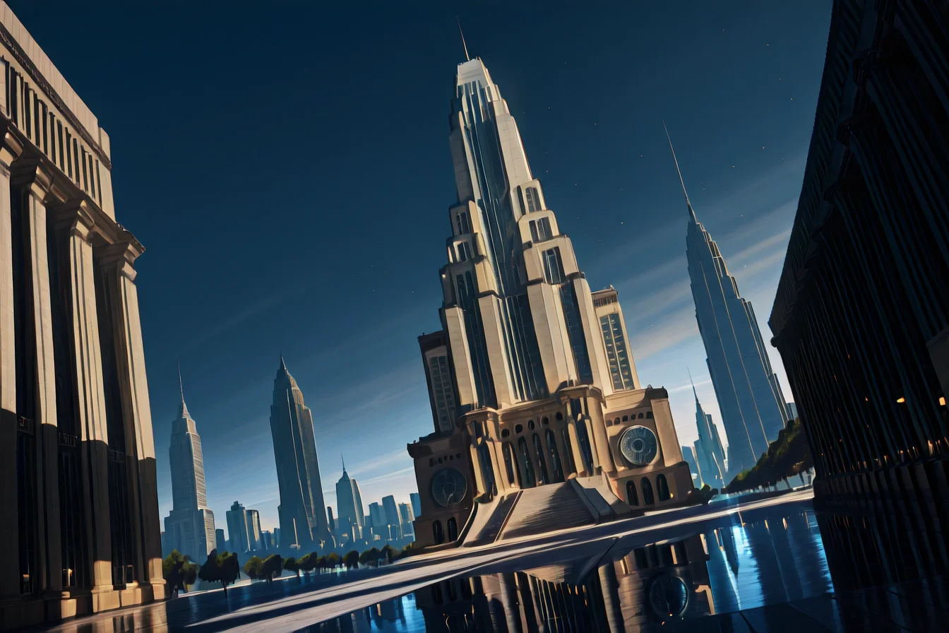 <lora:Art_Deco_(Architecture)_(Illustrious)_(AD):1> Art Deco, building, city, <lora:3dSliderPony_v10:1> <lora:NOOB_vp1_detailer_by_volnovik_v1:1> <lora:NTR_MIX_4.0_LORA:1>
skyscrapers, idealistic skyscraper, scenery, dutch angle, limestone and bronze, art deco architectural masterpiece, plaza,
BREAK zPDXL, Smooth Quality,