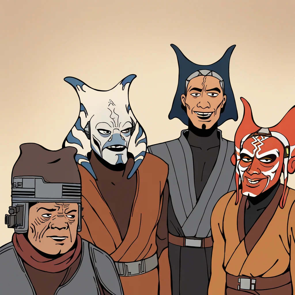 score_9, score_8_up, score_7_up, <lora:m34ndb01s:1.2> m34ndb01s,4boys, multiple boys, star wars