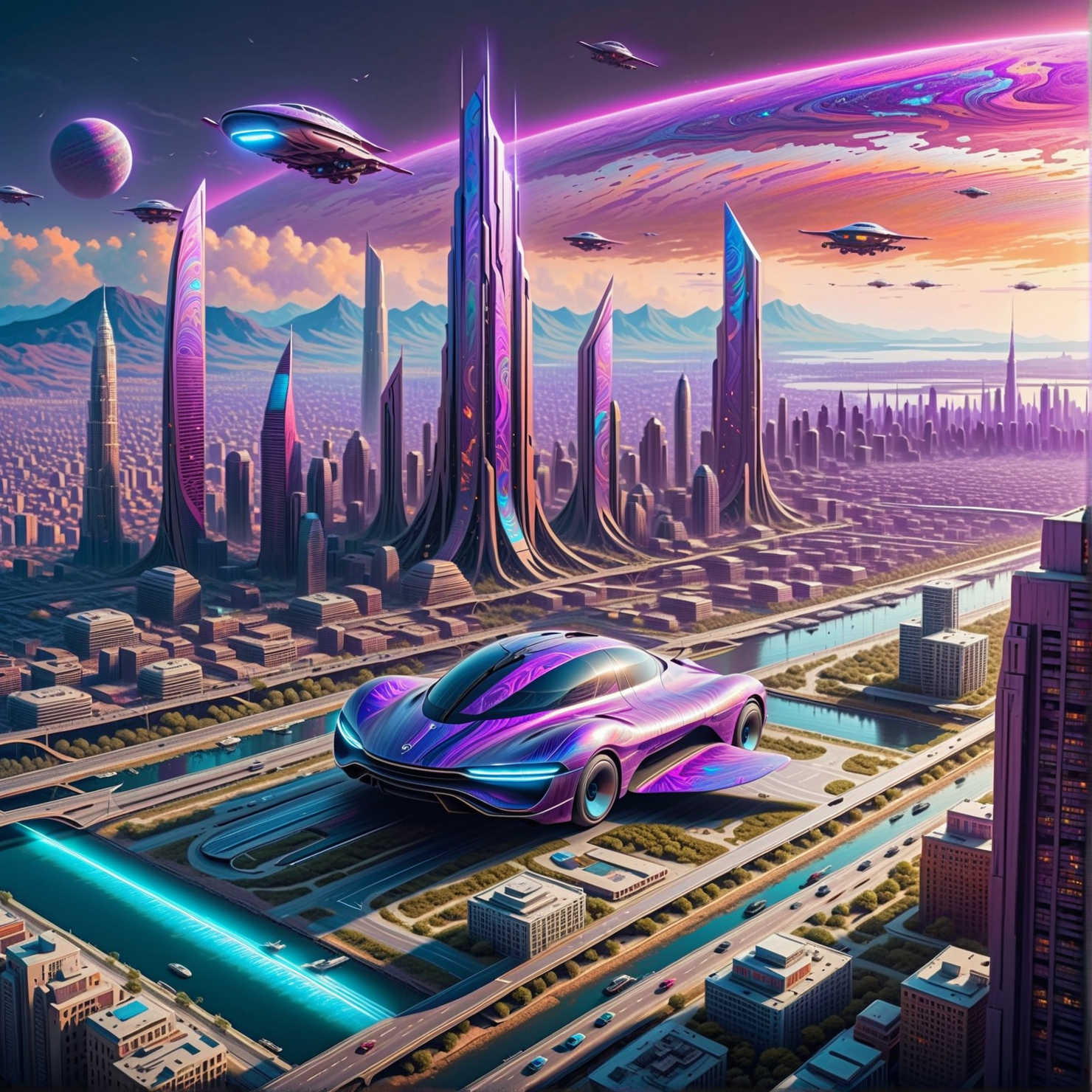 timascus style,realistic, a sci-fi city with flying cars and holograms,(SimplePositiveXLv2:0.6), <lora:Timascus_merge:1>