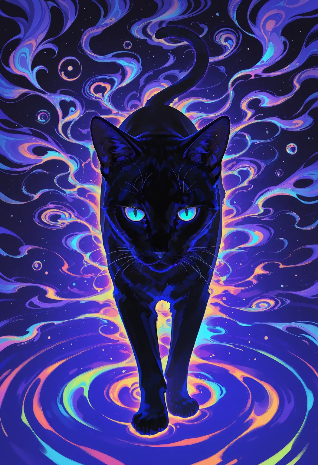 thermal, bright colors,solo,cat,